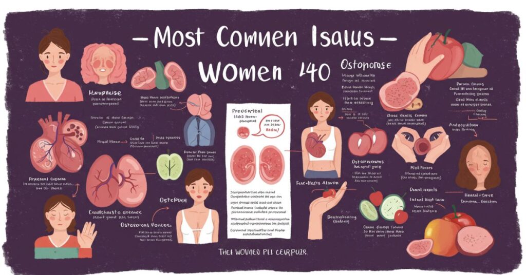 What are the most common health issues in women over 40